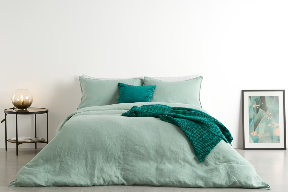 green linen duvet cover NZ