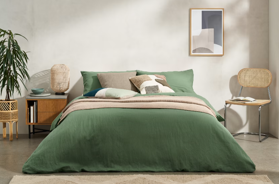  green linen duvet cover NZ